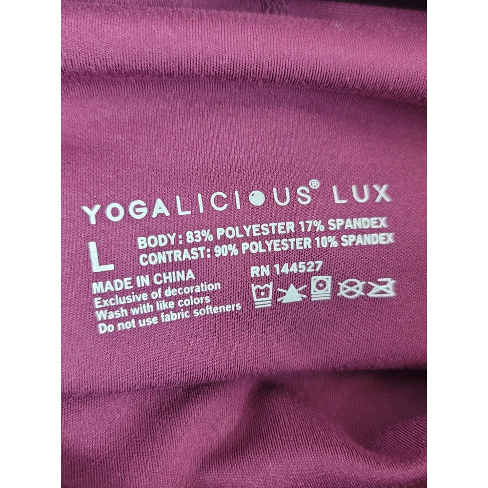 Yogalicious Lux High Waist Leggings L Plum Purple Stretch Workout Pilates Yoga - Picture 4 of 5